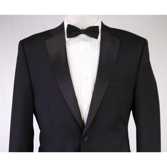 Calvin Klein Black Formal Tuxedo Blazer Jacket Wool 38R - Picture 3 of 9